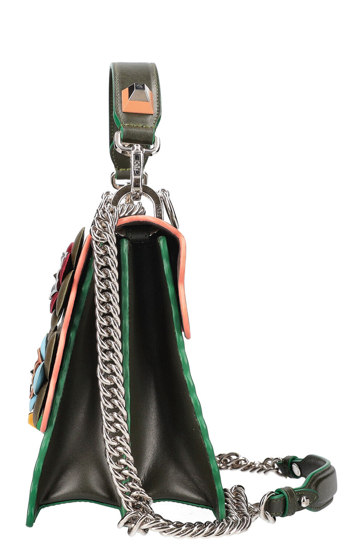 FENDI Flowerland Kan I Bag Sac en cuir orné Vert