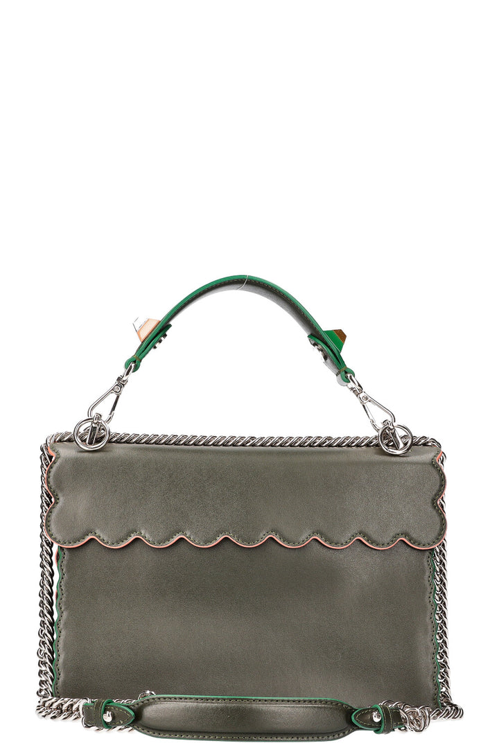 FENDI Flowerland Kan I Bag Embellished Leather Bag Green