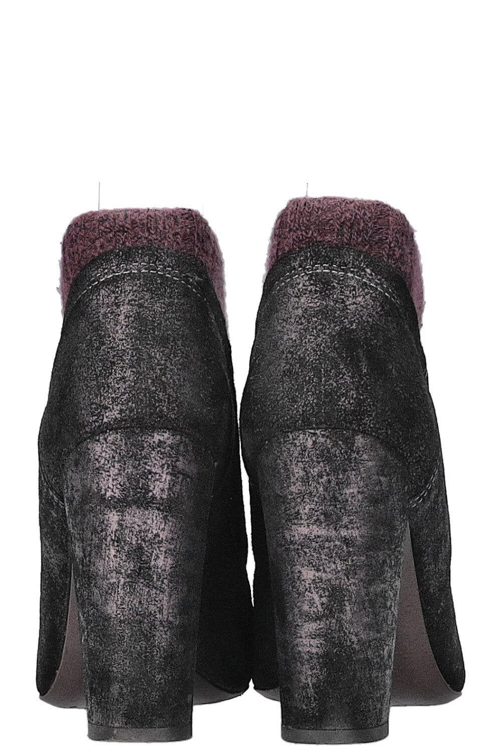 CHANEL Knit CC Flap Irredescent Ankle Boots Purple