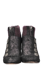 CHANEL Knit CC Flap Irredescent Ankle Boots Purple