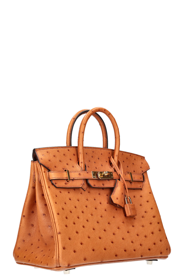 HERMÈS Birkin 25 Ostrich Cognac