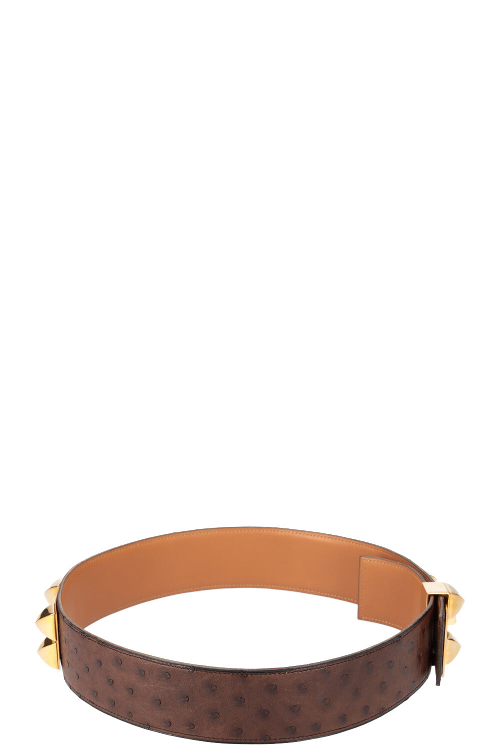 HERMÈS Collier de Chien Belt Ostrich Brown