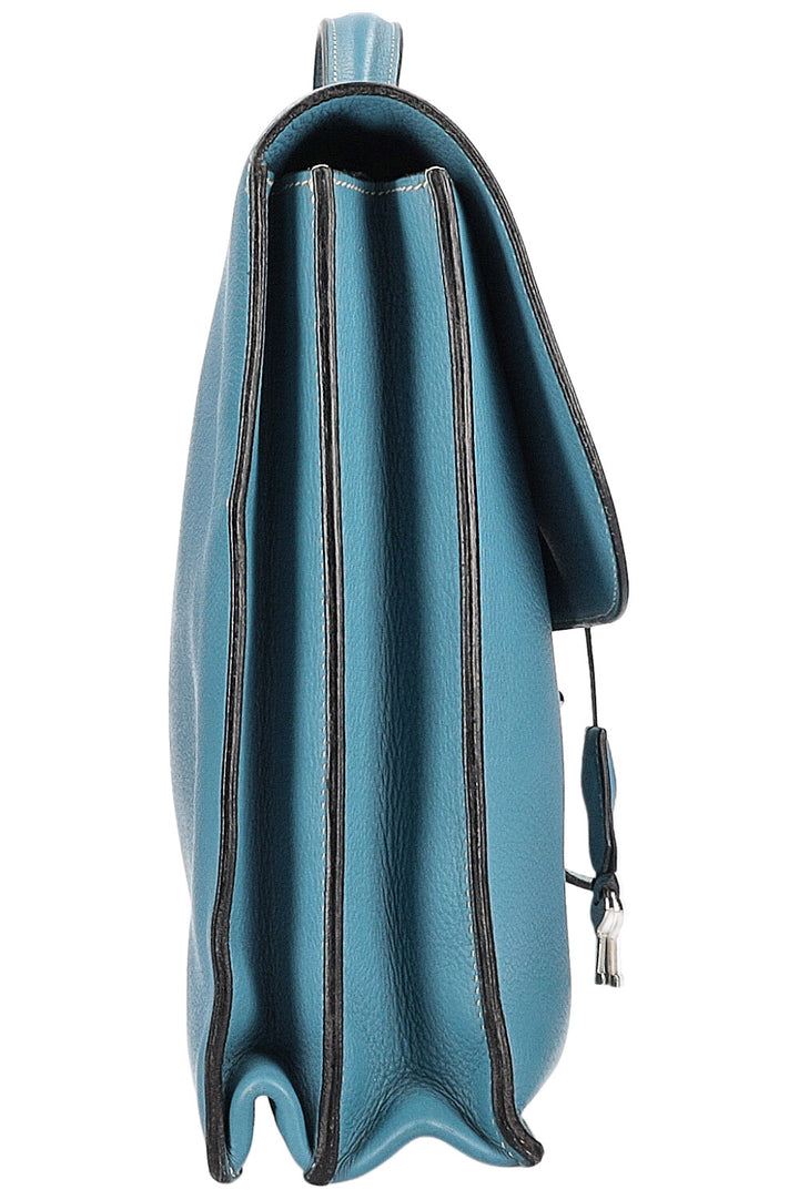 HERMÈS Sac à Dépêches 38 Togo Bleu Jean