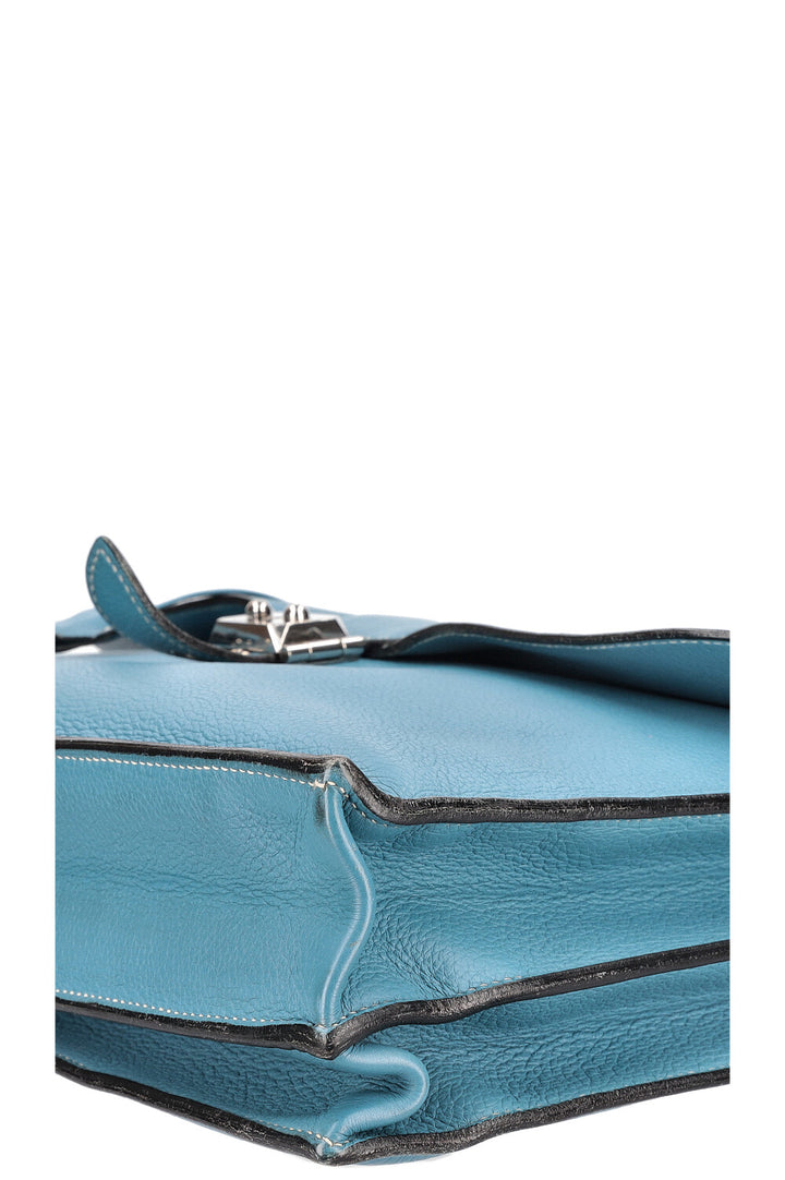 HERMÈS Sac à Dépêches 38 Togo Bleu Jean