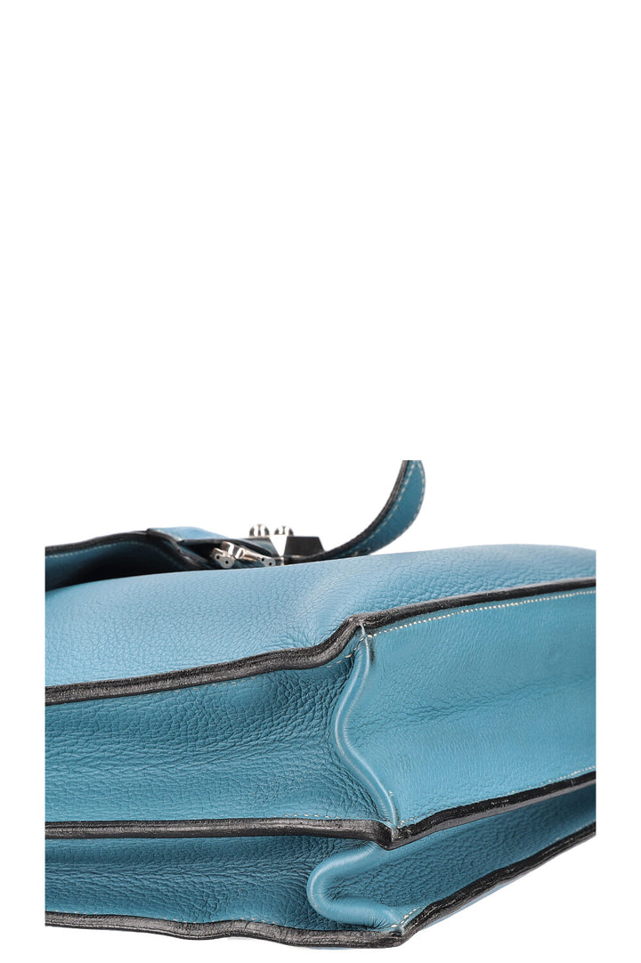 HERMÈS Sac à Dépêches 38 Togo Bleu Jean