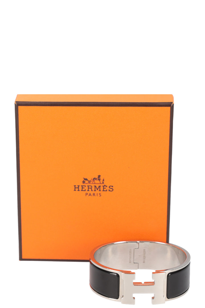 HERMÈS Clic Clac H Bracelet Black Silver