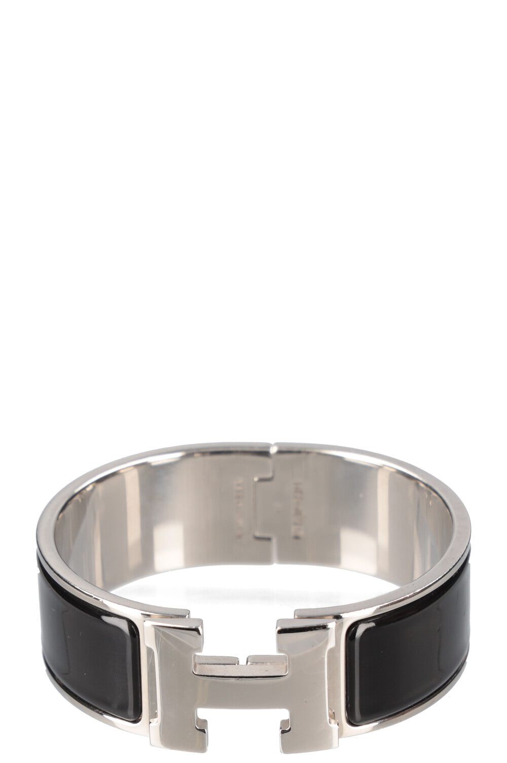 HERMÈS Clic Clac H Wide Bracelet Black Silver