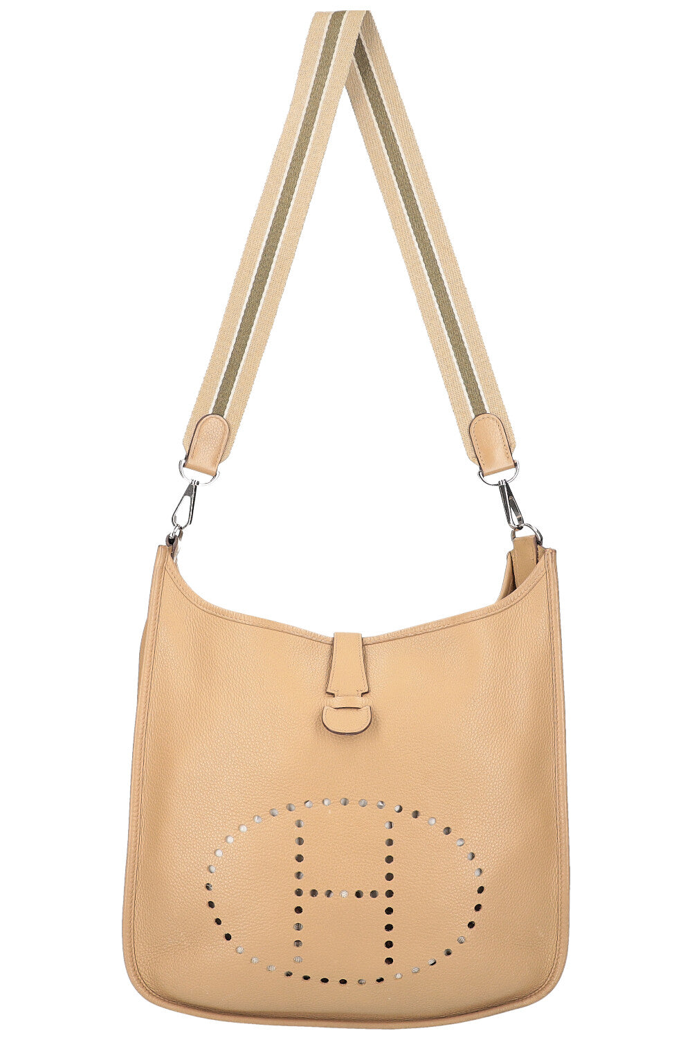 HERMES Evelyne II Bag Clemence Leather Beige