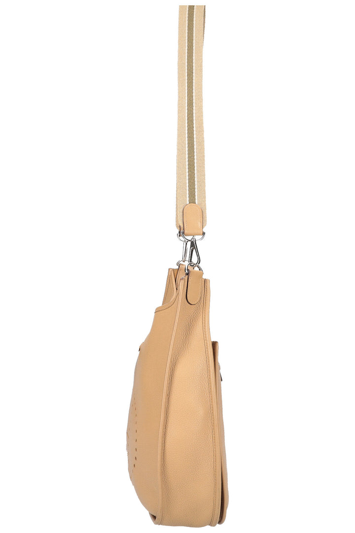 HERMÈS Evelyne II Bag Clemence Leather Beige
