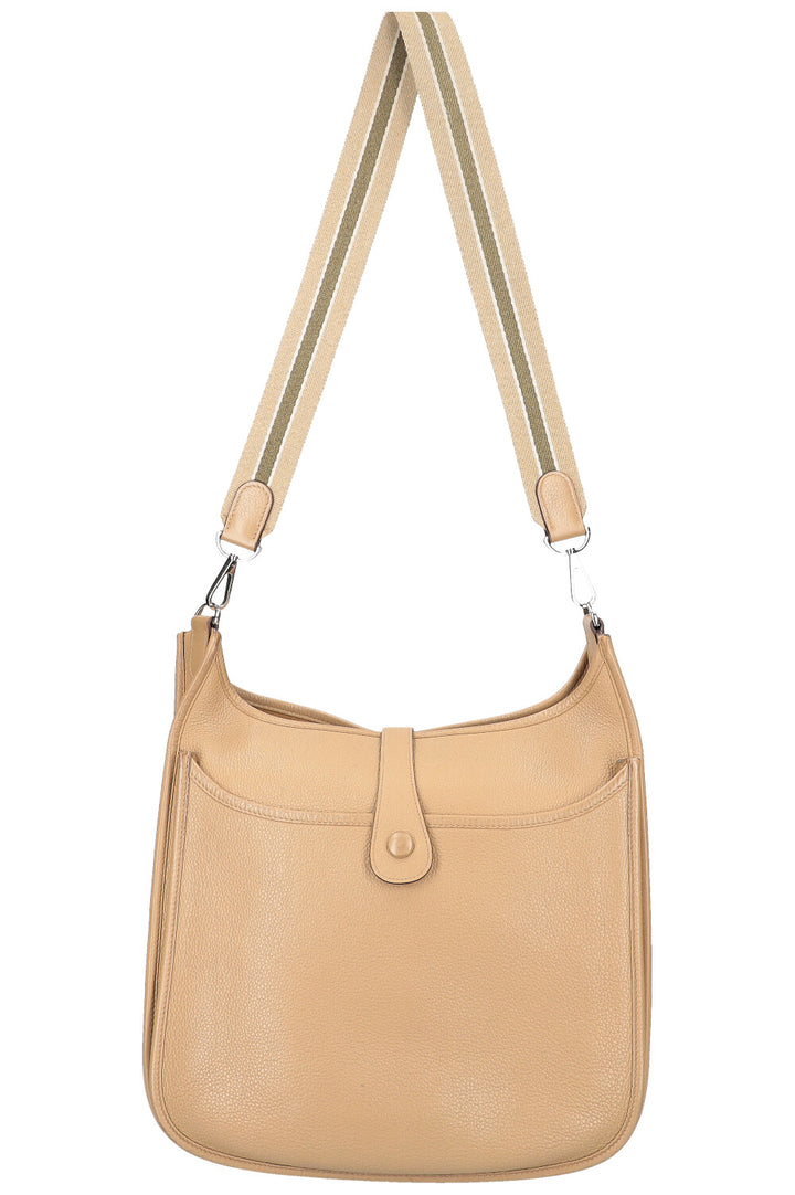 HERMÈS Evelyne II Bag Clemence Leather Beige