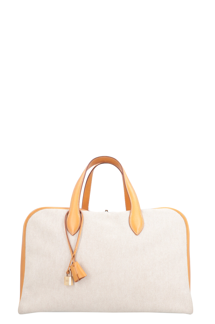 Hermès Victoria Bag 45 Beige und Cognac.