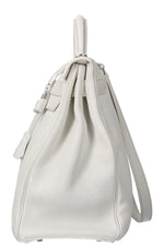 HERMÈS Kelly 40 Clemence Blanc