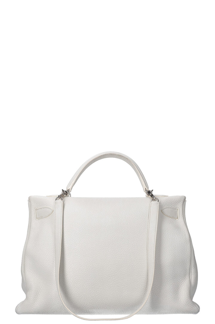 HERMES Kelly 40 Clemence Blanc