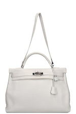 HERMÈS Kelly 40 Clemence Blanc