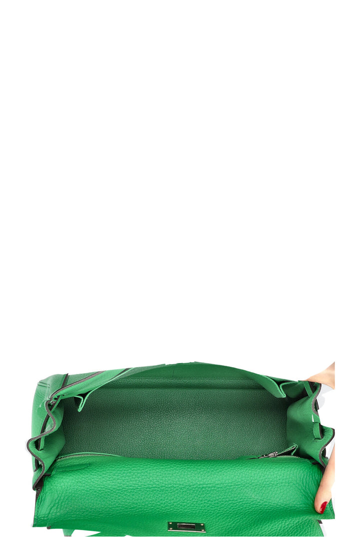 HERMÈS Kelly 32 Clemence Vert Bambou