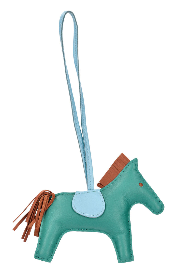 HERMÈS Rodeo MM Bag Charm Green and Blue Jeans