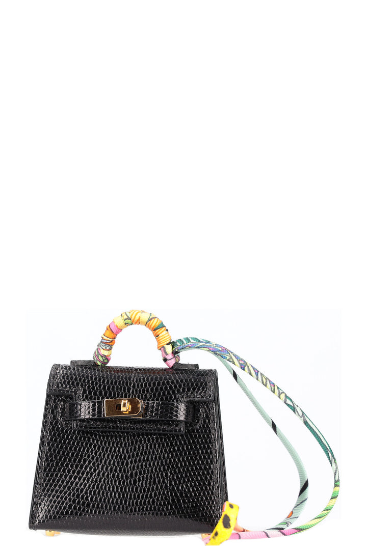 Hermès Micro Mini Kelly Charm Salvator Lizard Black 