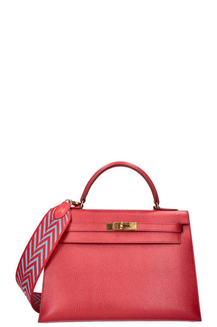 HERMÈS Kelly 32 Vache Ardennes Red