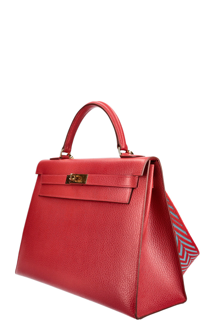 HERMÈS Kelly 32 Vache Ardennes Red