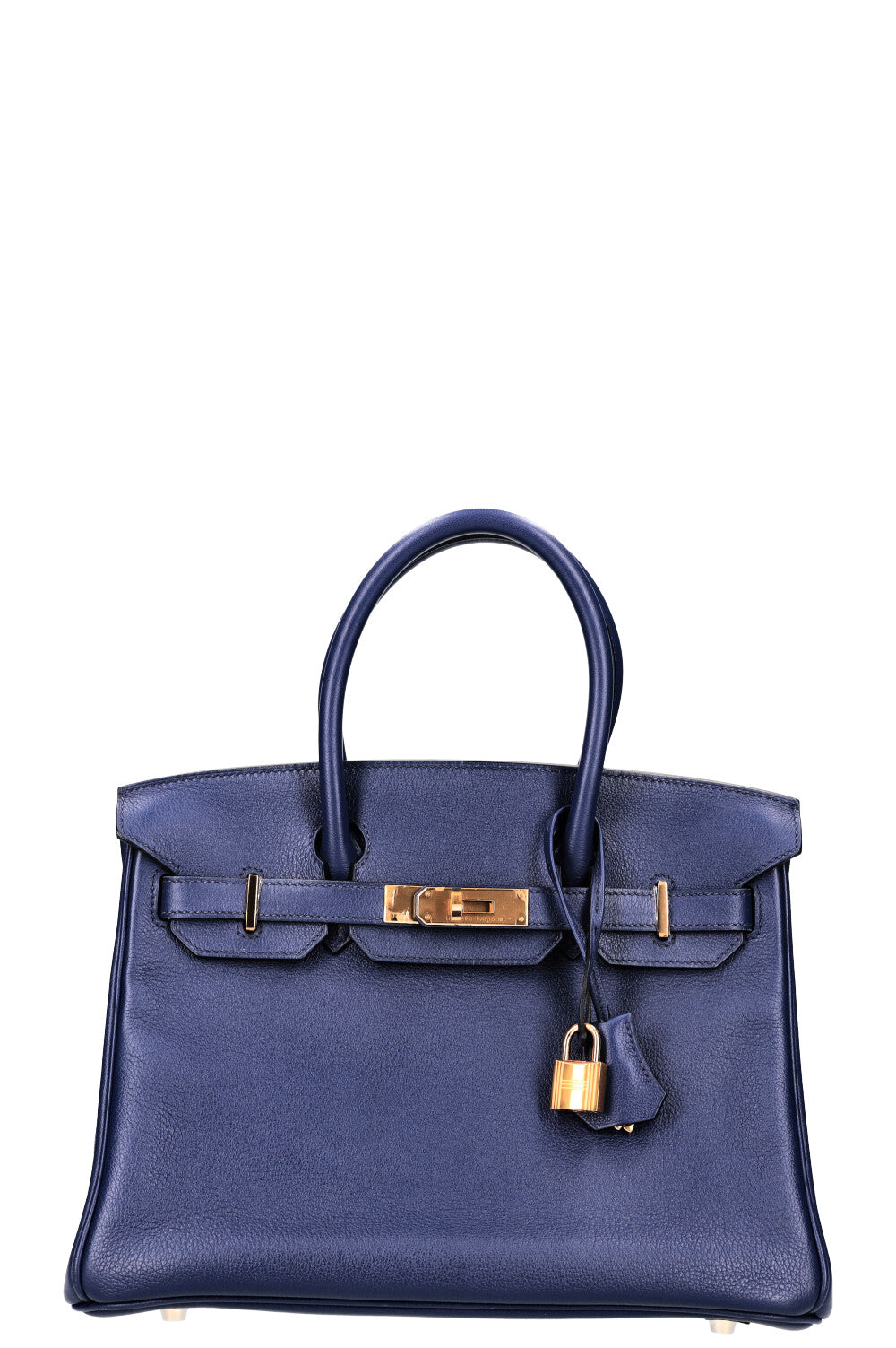 HERMES Birkin 25 Handbag Bleu Saphir Taurillon Novillo Leather