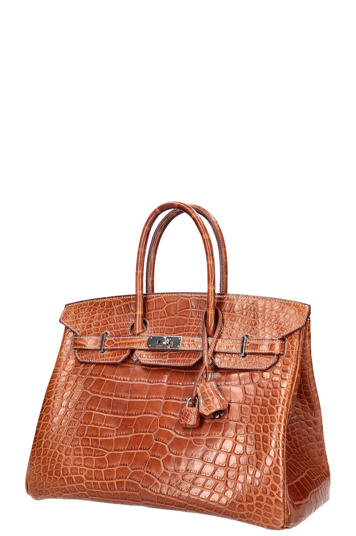 HERMÈS Birkin 35 Alligator Mississippiensis Mat Fauve