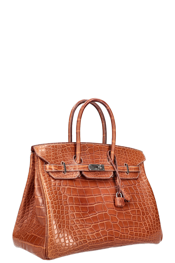 HERMÈS Birkin 35 Alligator Mississippiensis Mat Fauve