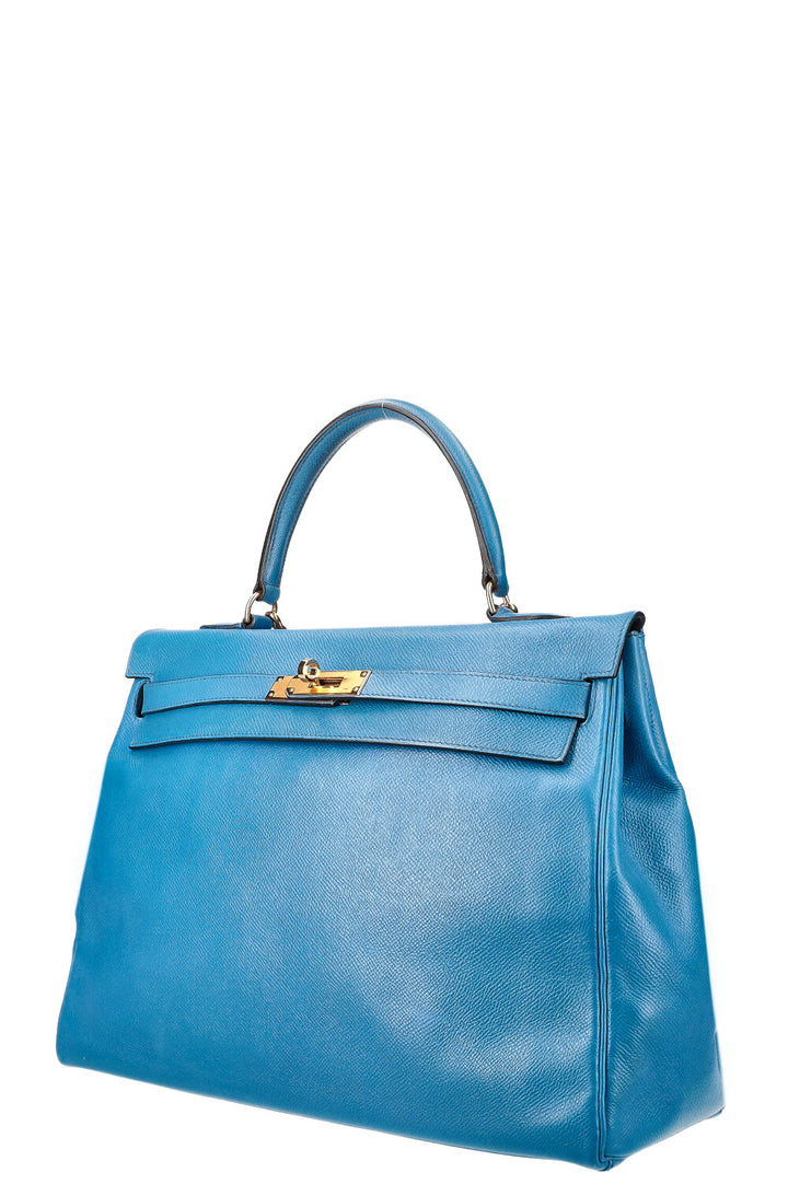 HERMÈS Kelly 35 Epsom Bleu