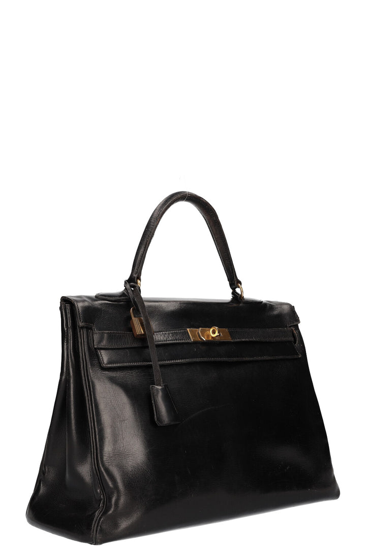 HERMES Vintage Kelly 35 Box Black