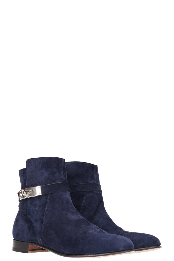HERMÈS Bottines Néo Daim Marine