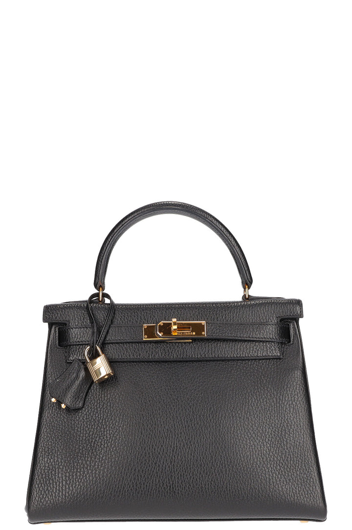 HERMÈS Sac Kelly 28 Cuir Vache Ardennes Noir