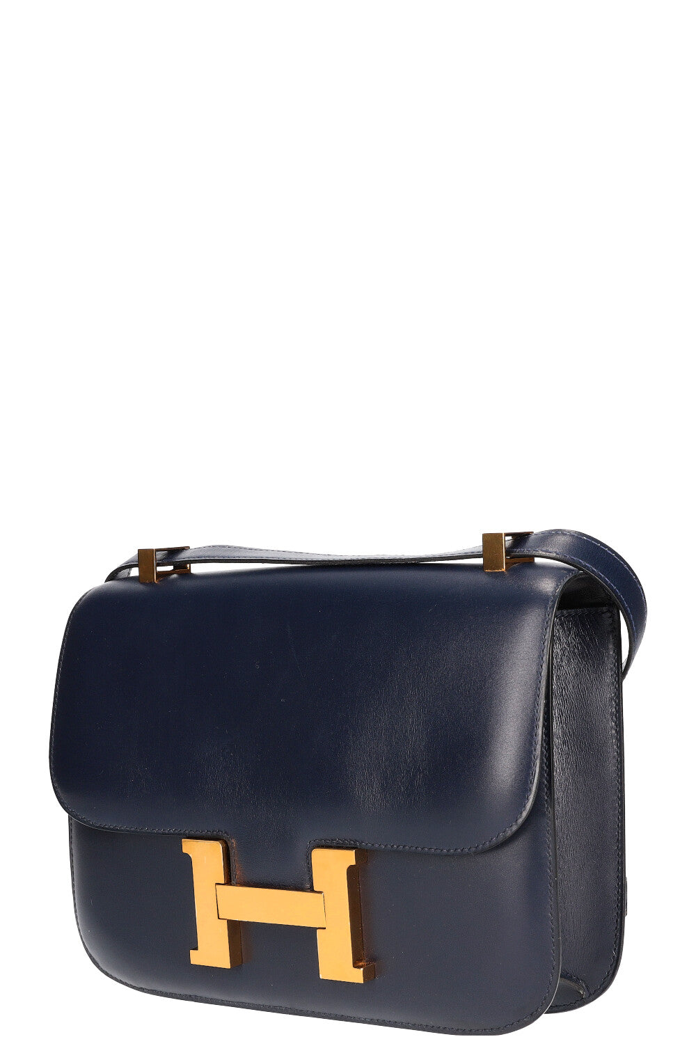 HERM S Constance 23 bag Box Leather Navy Blue REAWAKE