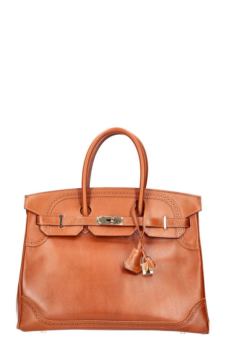 HERMÈS Birkin 35 Ghillies Veau Tadelakt Fauve