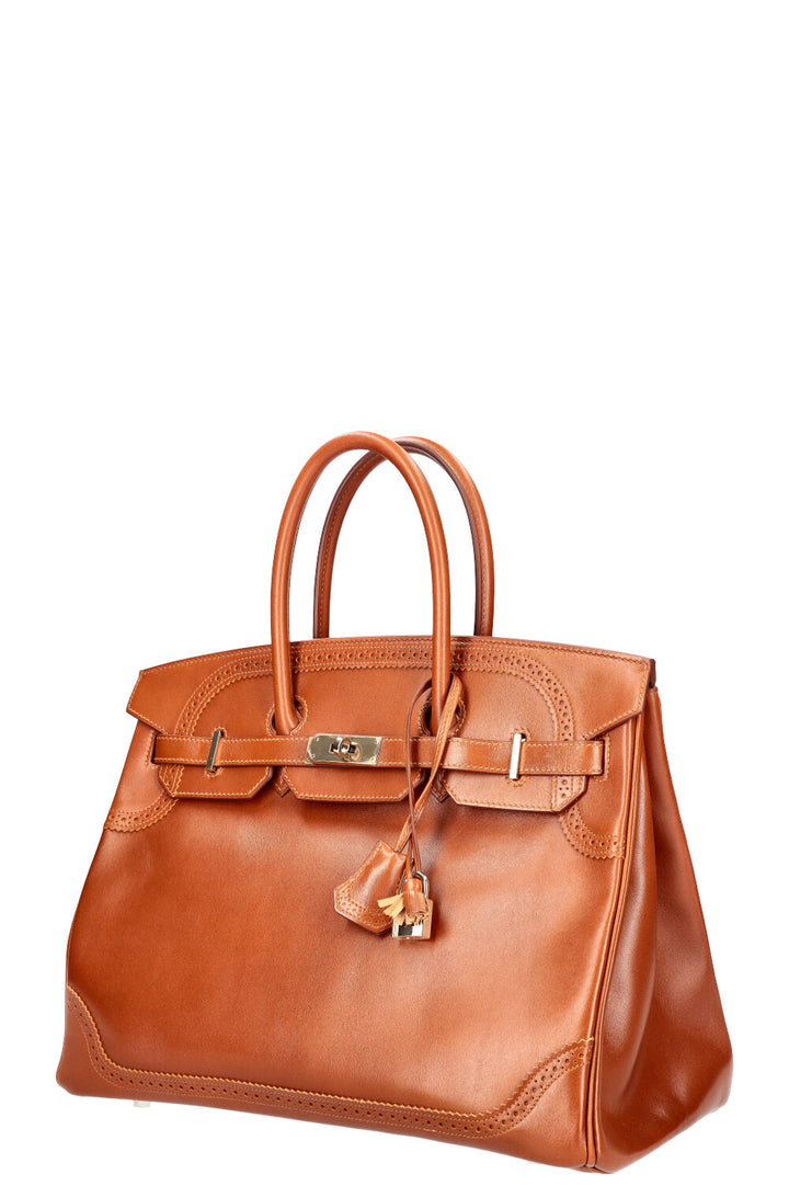 HERMÈS Birkin 35 Ghillies Veau Tadelakt Fauve