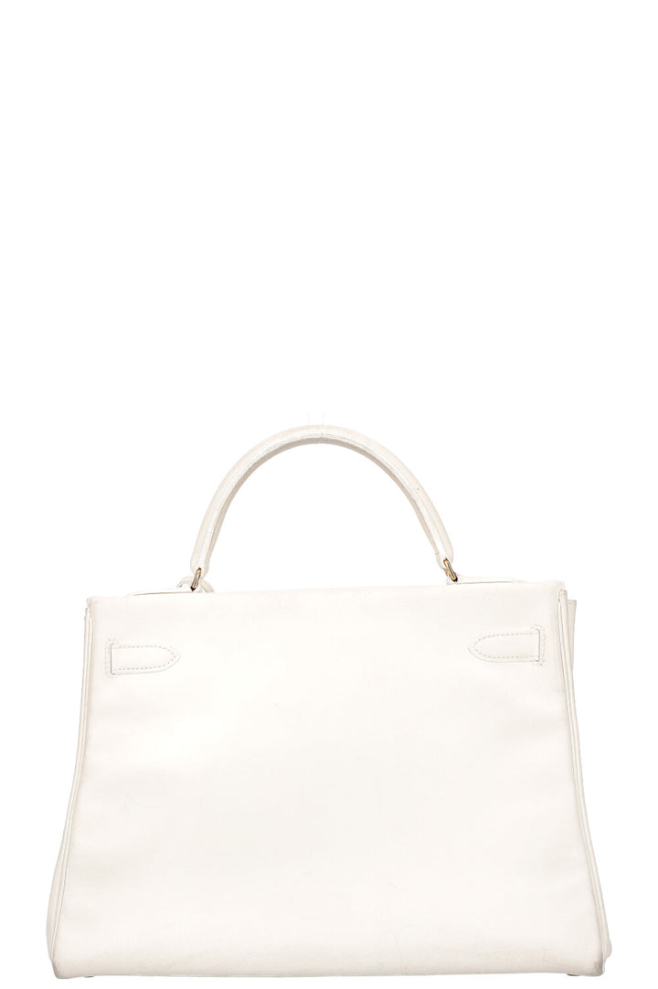 HERMÈS Kelly 32 Veau Gulliver Blanc