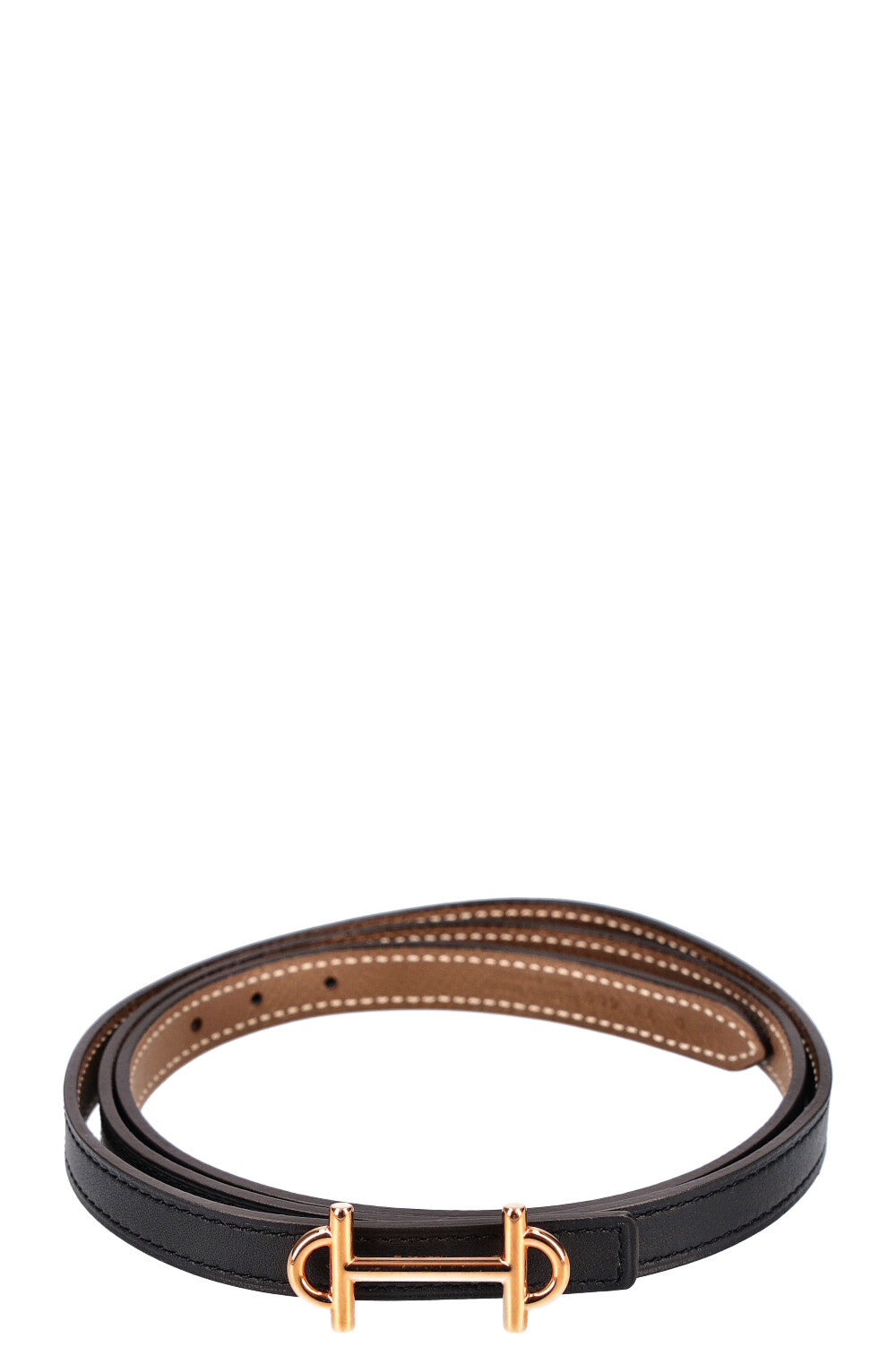 HERMÈS Belt Black Etain Gamma Buckle Rose Gold