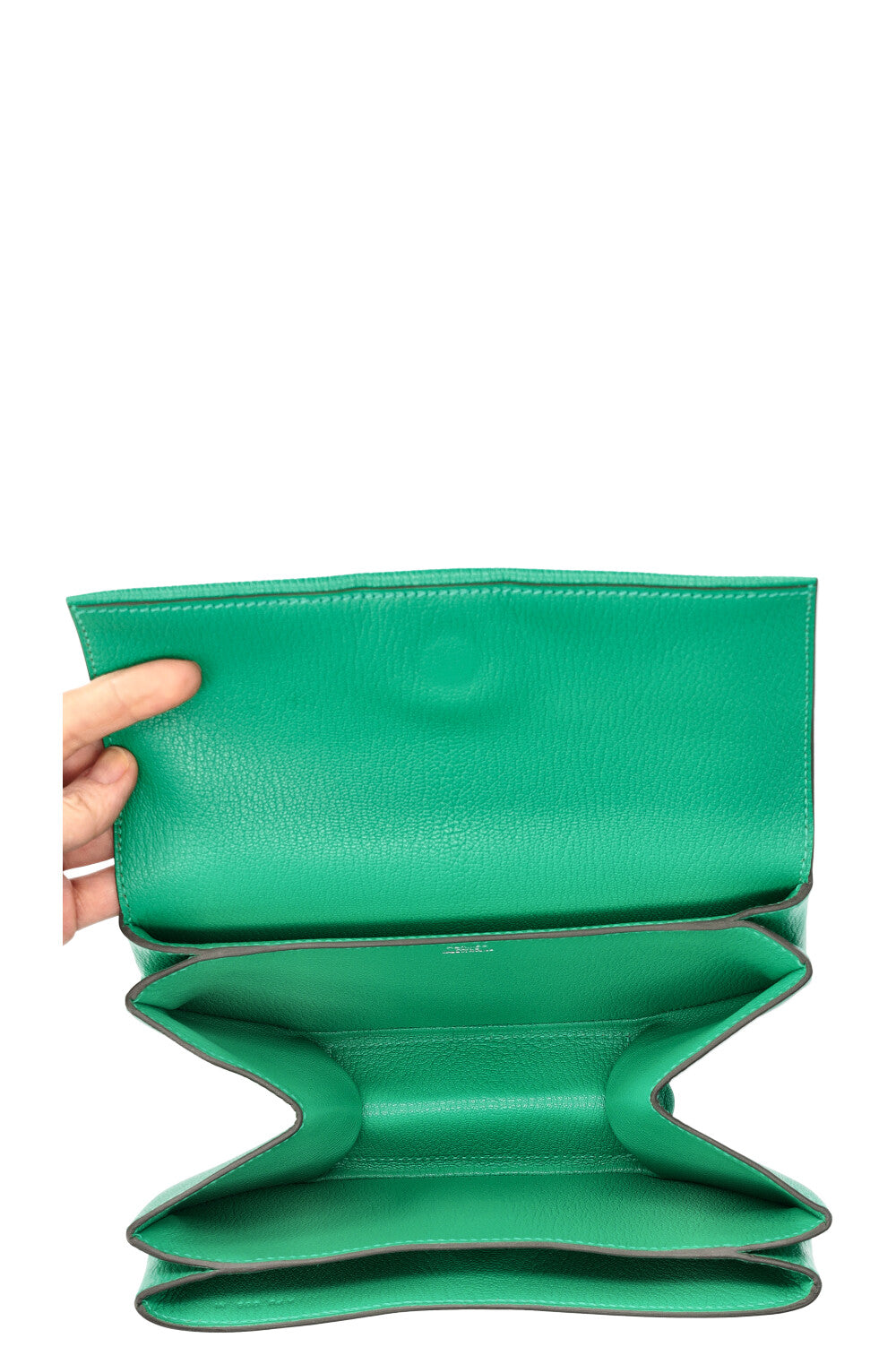 HERMÈS Opli Clutch Chèvre Mysore Vert Menthe