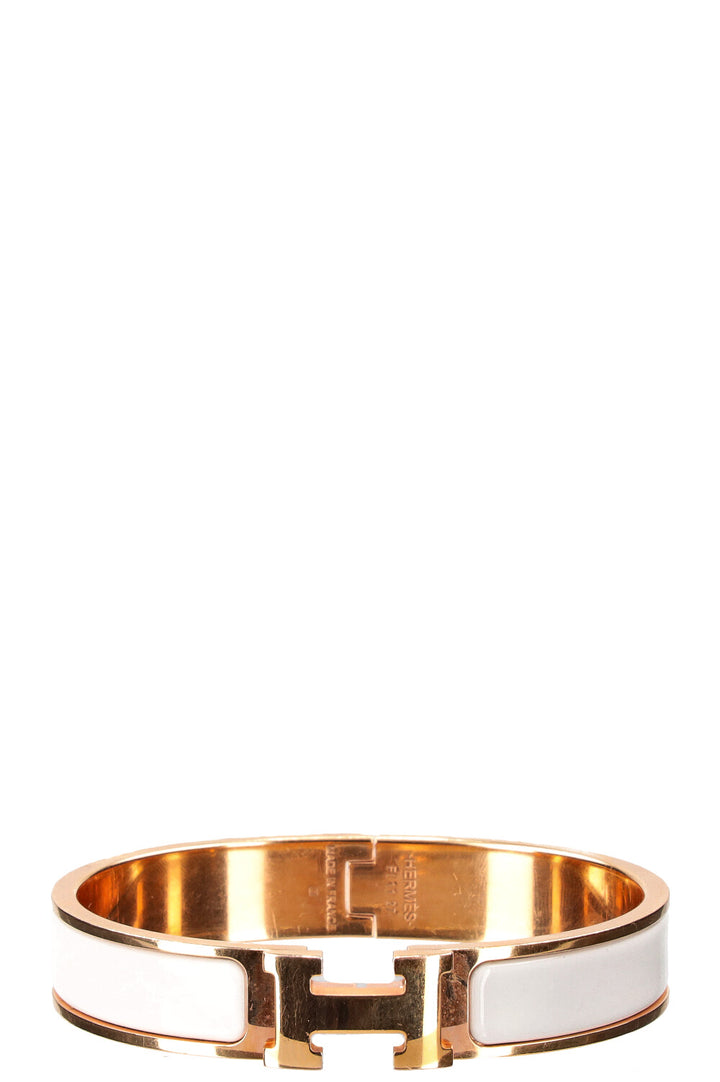 Hermès Clic H Bracelet Weiss Roségold