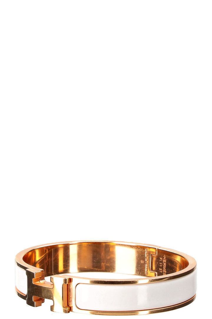 HERMÈS Bracelet Clic H Blanc Or Rose