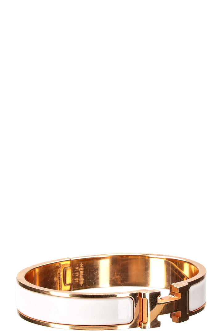 HERMÈS Bracelet Clic H Blanc Or Rose