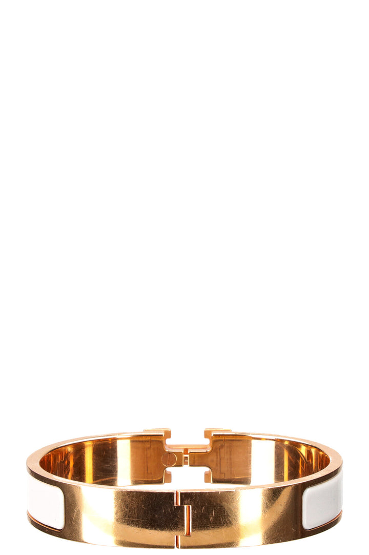 HERMÈS Bracelet Clic H Blanc Or Rose