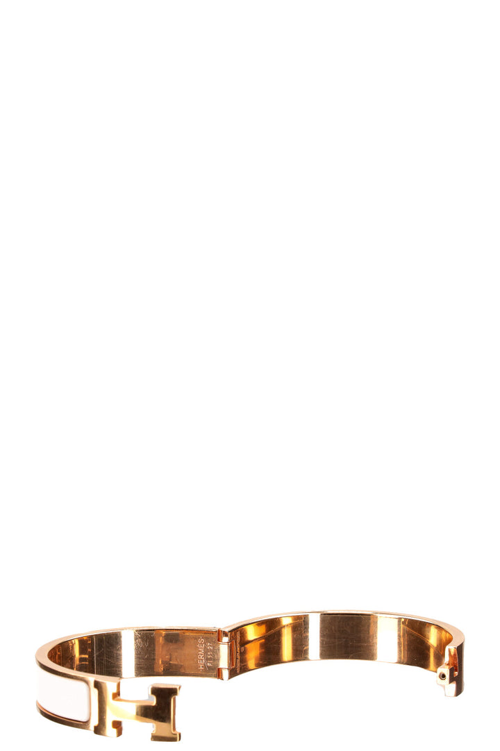 HERMÈS Bracelet Clic H Blanc Or Rose