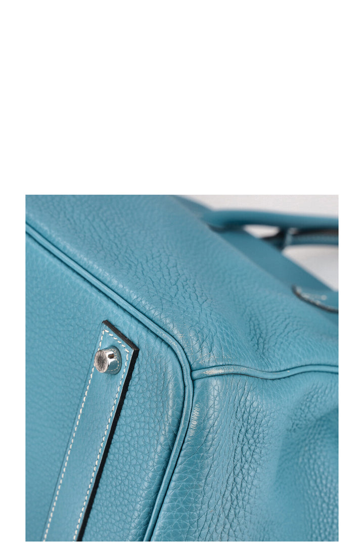 HERMÈS Birkin Bag 40 Clemence Bleu Jean