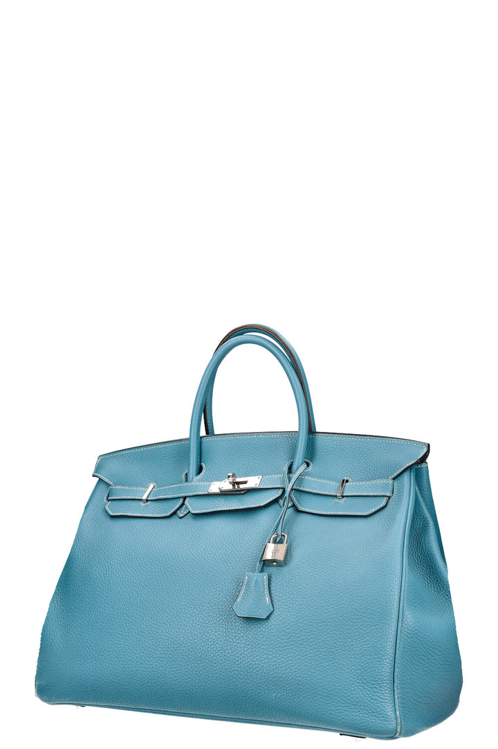 HERMÈS Birkin Bag 40 Clemence Bleu Jean