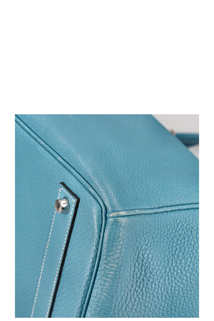 HERMÈS Birkin Bag 40 Clemence Bleu Jean