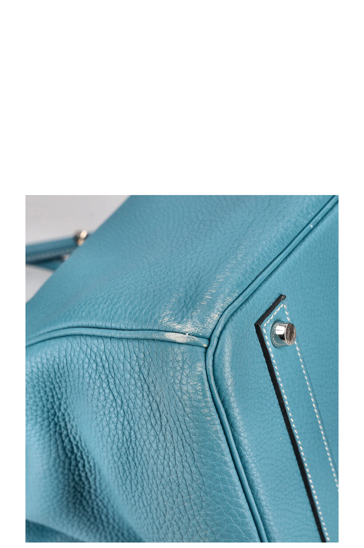 HERMÈS Birkin Bag 40 Clemence Bleu Jean