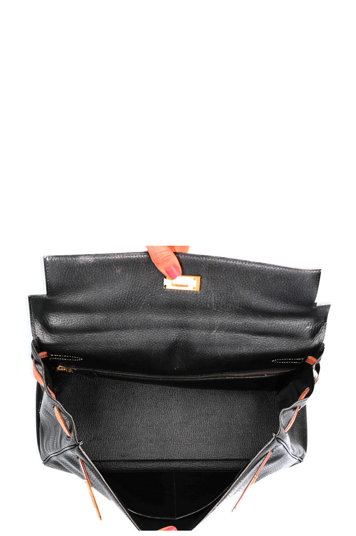 HERMÈS Kelly 35 Bicolor Retourne Vache Ardennes &amp; Naturelle
