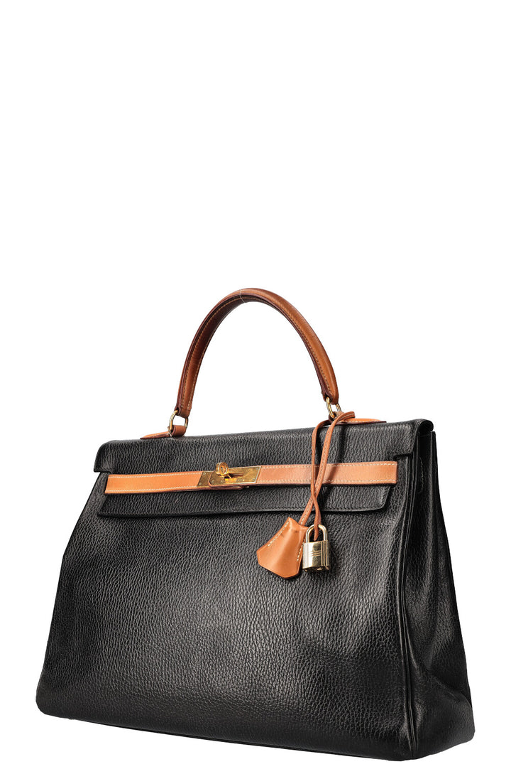 HERMÈS Kelly 35 Bicolor Retourne Vache Ardennes &amp; Naturelle