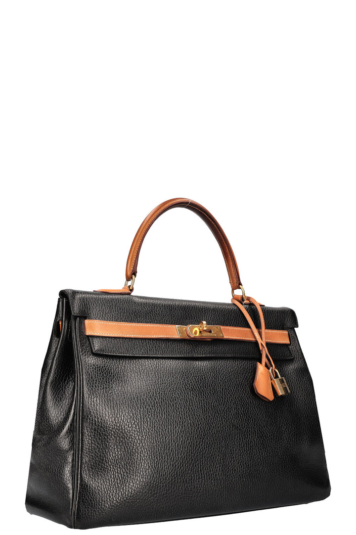 HERMÈS Kelly 35 Bicolor Retourne Vache Ardennes &amp; Naturelle