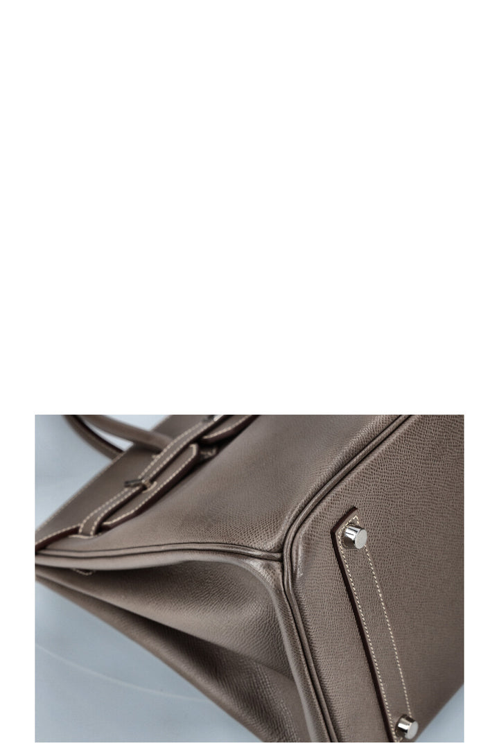 HERMÈS Birkin 35 Verso Epsom Étain Bleu Agate