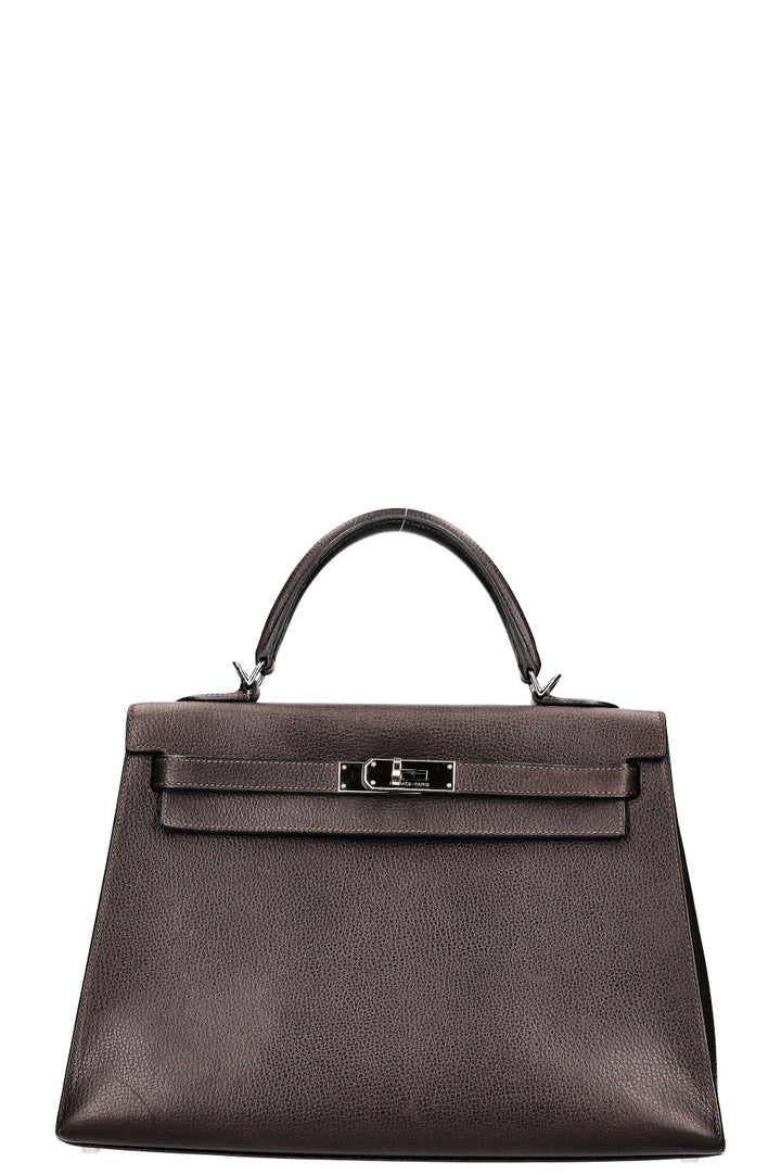 HERMÈS Kelly 32 Vache Ardennes Brown